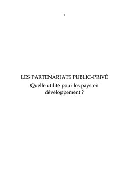 Les Partenariats Public-Privé: Quelle Utilité pour les PVD