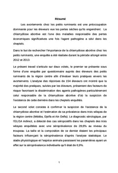 Étude de la circulation de la chlamydiose abortive