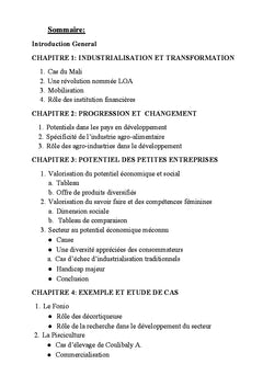L'agroalimentaire: l'avenir de tout developpement