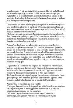 L'agroalimentaire: l'avenir de tout developpement