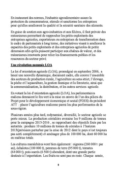 L'agroalimentaire: l'avenir de tout developpement