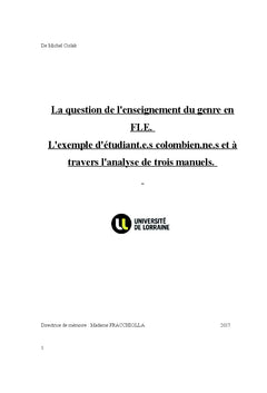 La question de l'enseignement du genre en FLe