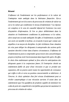 Politique d'endettement et la valeur de l'entreprise