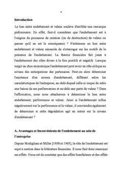 Politique d'endettement et la valeur de l'entreprise