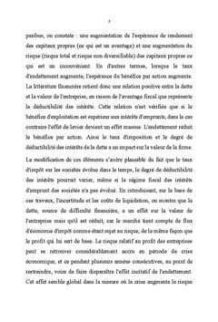 Politique d'endettement et la valeur de l'entreprise