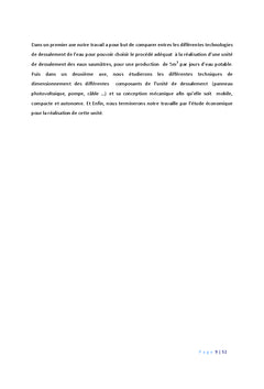 Conception d'une unite mobile de Dessalement de l'eau saumAtre