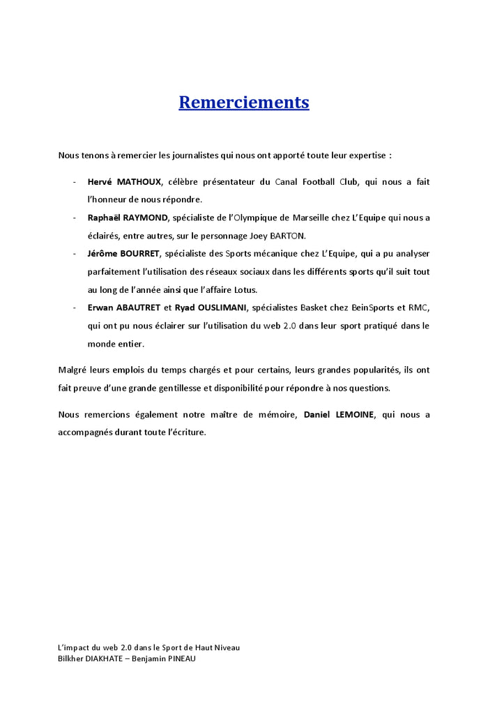 L'impact des reseaux sociaux chez les sportifs de haut niveau