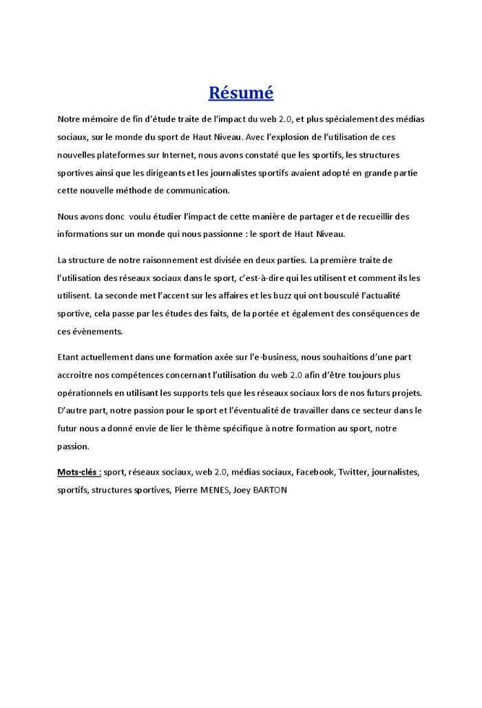 L'impact des reseaux sociaux chez les sportifs de haut niveau