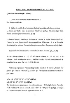 Structure et proprietes de la matiere - thermodynamique