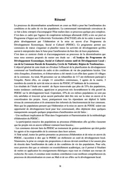 Planication et Gestion du Developpement Local au Mali