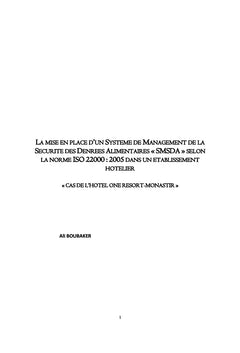 La mise en place d'un SMSDA selon la norme ISO 22000: 2005