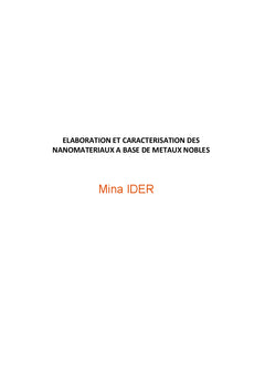Élaboration et Caractérisation des Nanoparticules de Métaux Nobles