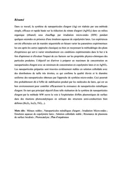 Élaboration et Caractérisation des Nanoparticules de Métaux Nobles