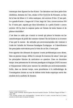 Attitudes & Motivations du Tourisme de Nature