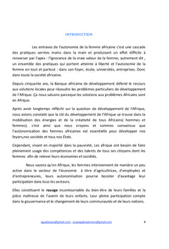 Les entraves majeures de l'autonomie de la Femme Africaine