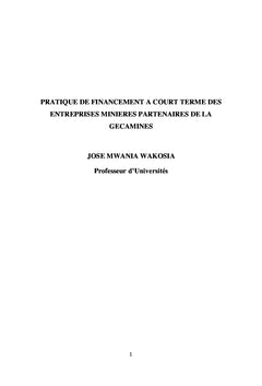 Pratique de financement à court terme des entreprises minières