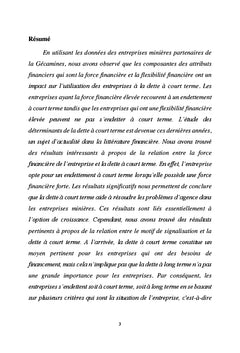 Pratique de financement à court terme des entreprises minières
