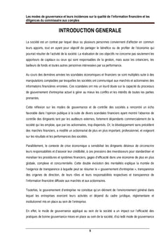Les modes de gouvernance et leurs incidences