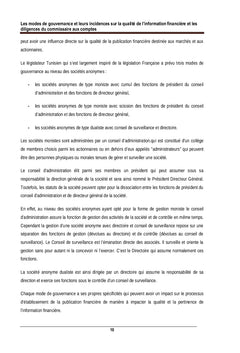Les modes de gouvernance et leurs incidences