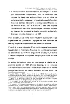 La depreciation du portefeuille engagement des societes de leasing