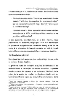 La depreciation du portefeuille engagement des societes de leasing