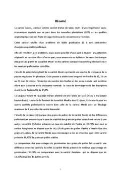 Etude de la biologie florale de la variété Meski cultivée à Zaghouan