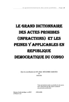 Le grand dictionnaire des actes prohibés (infractions)