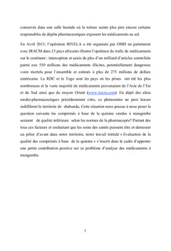 Evaluation des comprimés à base de la quinine