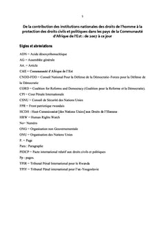 De la contribution des institutions nationales des droits de l'homme