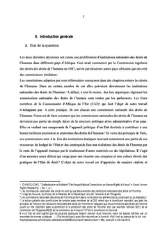 De la contribution des institutions nationales des droits de l'homme