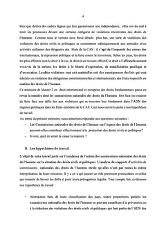 De la contribution des institutions nationales des droits de l'homme
