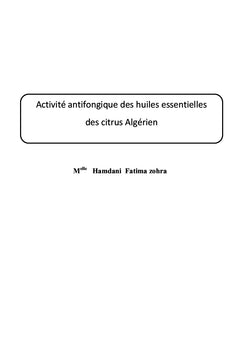 Activité antifongique des huiles essentielles des citrus Algérien