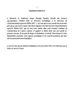 Paramètres de reproduction et système d'élevage de la chèvre à M'vuazi