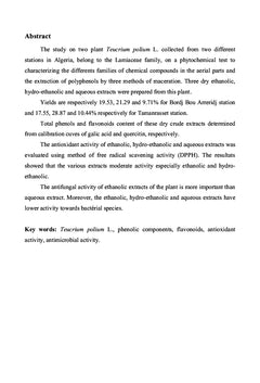 Évaluation in vitro des activités biologiques de Teucrium polium L.