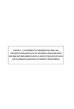 Les préalables à l'implémentation des IFRS: du concept à la pratique