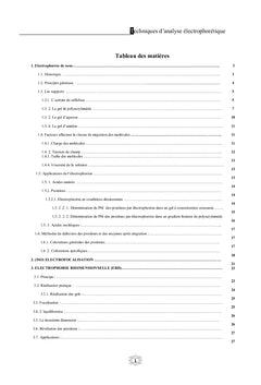Techniques d'analyse électrophorètique