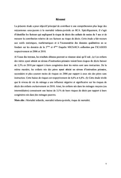 Mortalité infanto-juvénile en République Centrafricaine