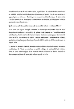 Mortalité infanto-juvénile en République Centrafricaine