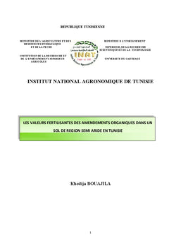 Les valeurs fertiliSantes des amendements organiques en Tunisie