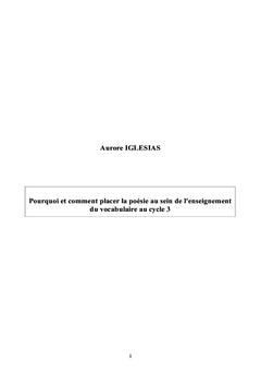 Placer la poesie au sein de l'enseignement du vocabulaire