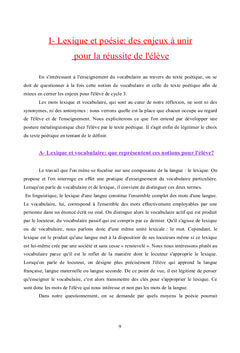 Placer la poesie au sein de l'enseignement du vocabulaire