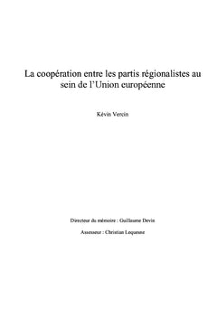 La coopération entre les partis régionalistes européens