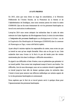 Intégration des personnes handicapées au processus de développement