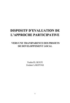 Dispositf d'évaluation de l'approche participative