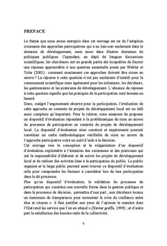 Dispositf d'évaluation de l'approche participative