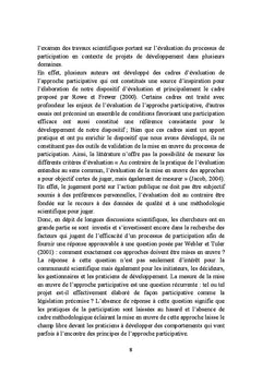 Dispositf d'évaluation de l'approche participative