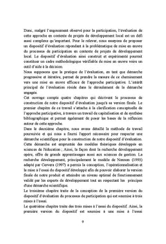 Dispositf d'évaluation de l'approche participative