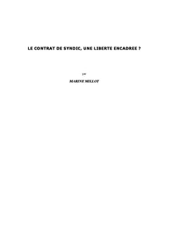 Le contrat de syndic, une liberté encadrée?