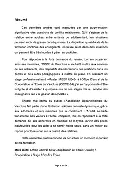 Gestion des conflits en milieux éducatifs