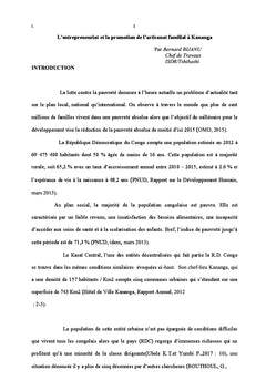 Entrepreneuriat et la promotion de l'artisanat familial à Kananga